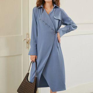 Asymmetric Side Tie Shirt Dress
