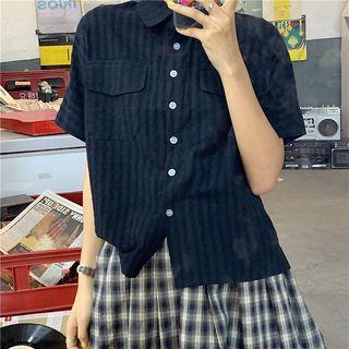 Pocket-front Striped Short-sleeve Shirt