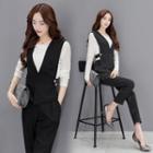 Set : Long-sleeve Top + Vest + Pants