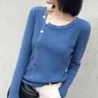 Button Accent Long-sleeve Sweater
