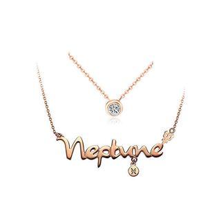 Twelve Horoscope Pisces Stainless Steel Necklace With White Austrian Element Crystal