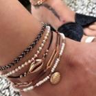 Set Of 5 : Shell / Faux Pearl / Alloy Anklet (assorted Designs) Set Of 5 - Gold & White & Black - One Size
