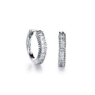 Simple Bright Geometric Cubic Zirconia Stud Earrings Silver - One Size