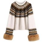 Fleece Panel Patterned Sweater