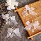 Bow Tie Beaded Earring 1 Pair - White - One Size