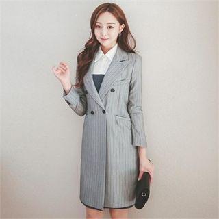 Double-breasted Stripe Long Jacket