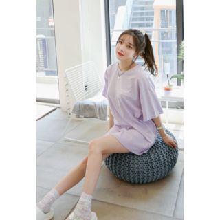 Round-neck Lettering T-shirt Minidress With Sash
