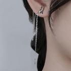 Alloy Cuff Fringed Earring 1 Pc - Silver - One Size