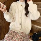Knitted Plain Loose-fit Cardigan
