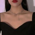 Butterfly Alloy Choker 1 Pc - Necklace - Silver - One Size