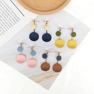 Matte Color Disc Dangle Earring