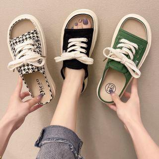 Lace Up Canvas Slide Sandals