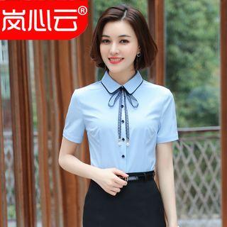 Bow Accent Short-sleeve Shirt / Pencil Skirt / Set
