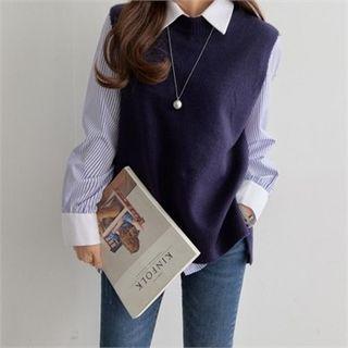 Crew-neck Tie-back Knit Vest