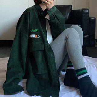 Embroidered Corduroy Shirt Jacket