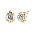 Fashion Elegant Plated Champagne Geometric Openwork Round Cubic Zircon Earrings Champagne - One Size