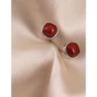 Sterling Silver Stud Earring 1 Pair - Red - One Size