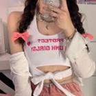 Lettering Tank Top / Cardigan / Bow Hair Tie