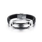 Fashion And Elegant Cross 316l Stainless Steel Leather Bracelet Silver - One Size