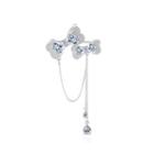 Simple Fashion Ribbon Tassel Brooch With Cubic Zirconia Silver - One Size
