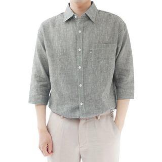 Plus Size Linen Blend Checked Shirt