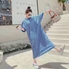 Short-sleeve Striped Long Dress