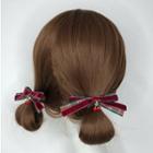 Plaid Bow Alloy Cherry Hair Clip