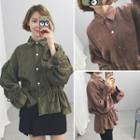Drawstring Waist Corduroy Shirt