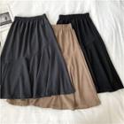 Plain Ruffled-trim A-line Skirt
