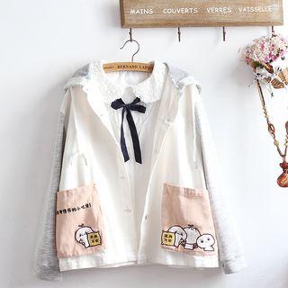 Set: Cartoon Buttoned Hooded Jacket + Shirt