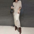 Mock-stitch Long Knit Dress