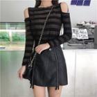 Set: Long-sleeve Striped Top + A-line Mini Skirt