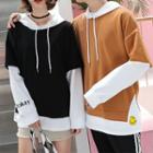 Couple Matching Mock Two-piece Smiley Face Applique Hoodie