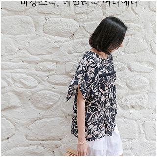 Fringed-trim Pattern Top