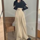 Long-sleeve Cutout T-shirt With Camisole Top / Wide-leg Pants