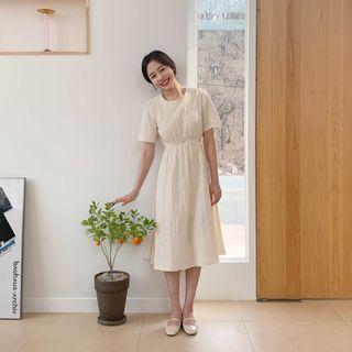 Lace-trim A-line Cotton Dress Ivory - One Size