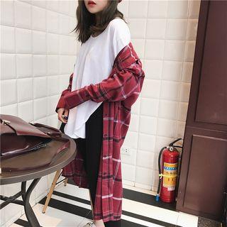 Check Long-sleeve Loose-fit Shirt Jacket