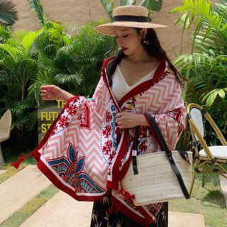 Printed Tassel Shawl 86 - One Size
