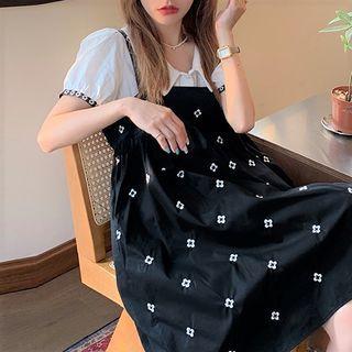 Puff-sleeve Blouse / Floral Print Jumper Dress