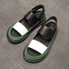 Faux Leather Color Panel Sandals
