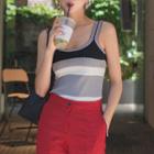 Double-strap Color-block Top