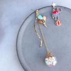 Non-matching Alloy Circus Elephant Dangle Earring 1 Pair - Red & Gray & Light Blue - One Size