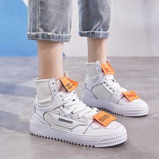 Faux Leather High-top Platform Sneakers