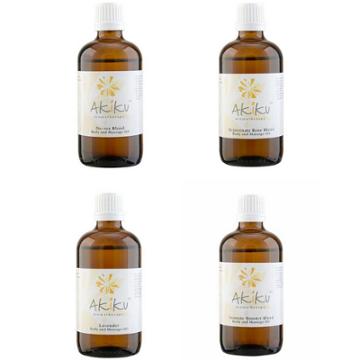 Akiku Aroma - Multi-purposes Blended Body / Massage Oils Value Set : Detox Blend Body & Massage Oil + Immune Booster Body & Massage Oil + Lavender Blend Body & Massage Oil + Rejuvenate Rose Blend Body & Massage Oil 10ml X 4 Pcs