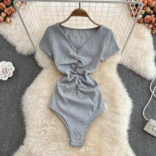 Short Sleeve Ruched Playsuit