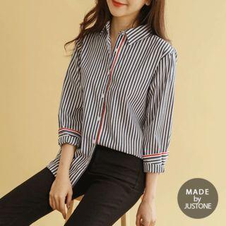 Contrast-trim Stitched Oxford Shirt