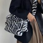 Zebra Print Fluffy Crossbody Bag Zebra - Black & White - One Size