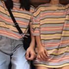 Striped Loose-fit Cropped/long T-shirt