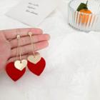 Heart Dangle Earring Red & Gold - One Size