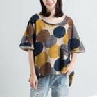 Dotted Print Elbow-sleeve T-shirt